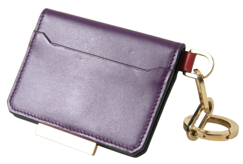 Purple Leather French Flap Wallet