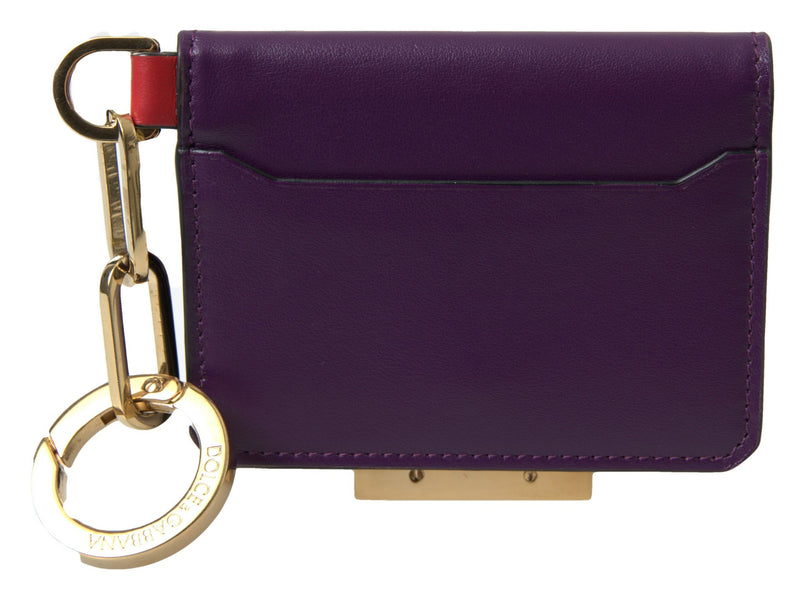 Purple Leather French Flap Wallet