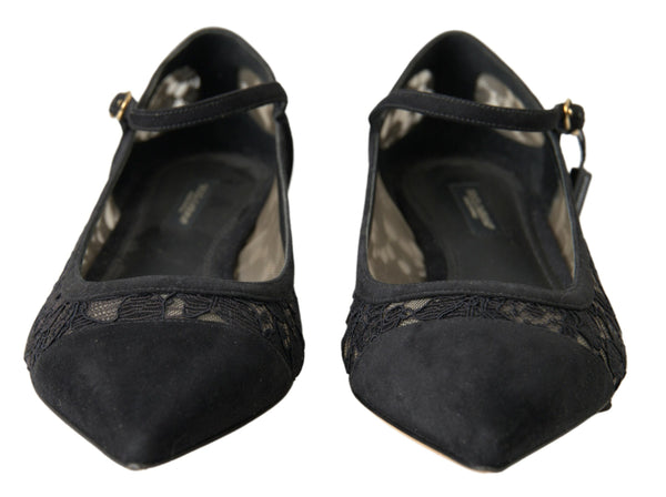 Elegante schwarze Spitzenflats