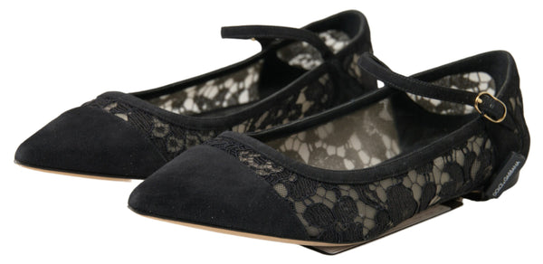 Elegante schwarze Spitzenflats