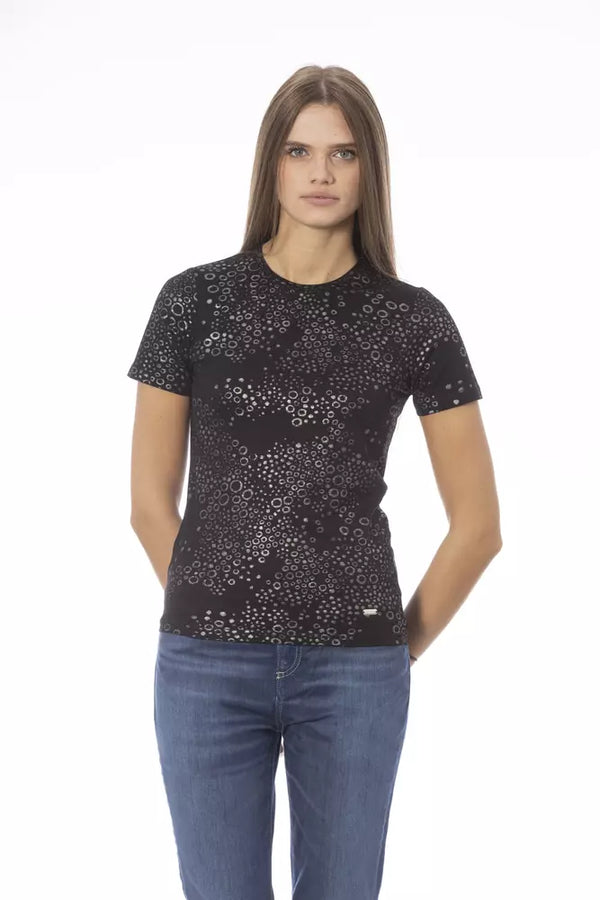 Black Cotton Women T-Shirt