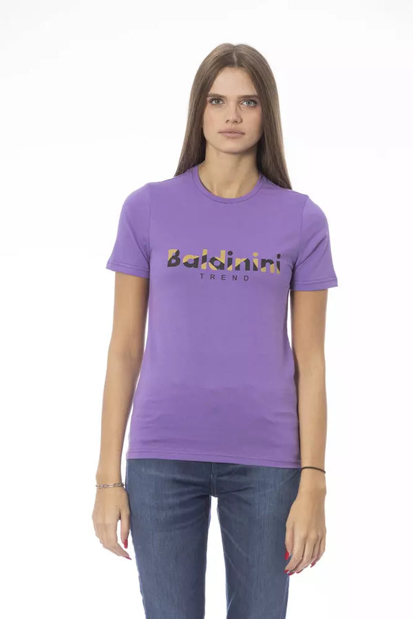 T-shirt de coton chic de l'équipage violet