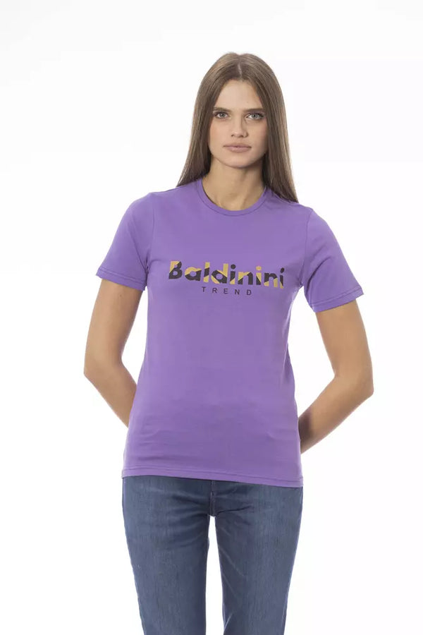 Chic Purple Crew Nack Cotton T -Shirt