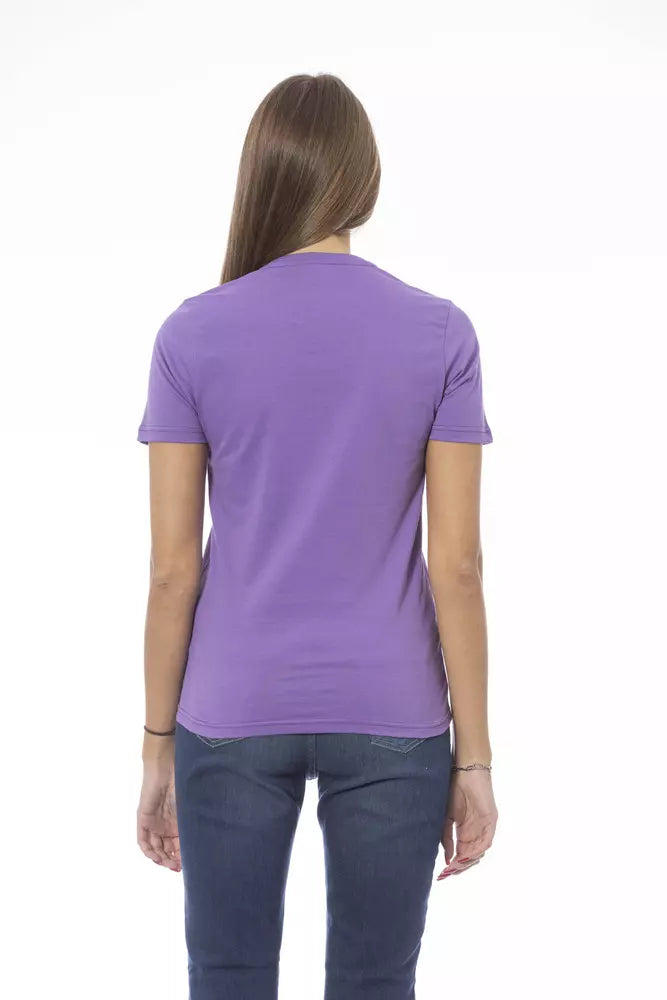 Chic Purple Crew Neck Cotton Tee