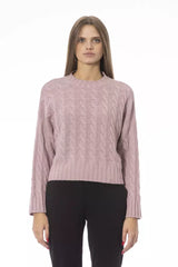 Pink à l'équipage de mélange de laine rose chic Pull