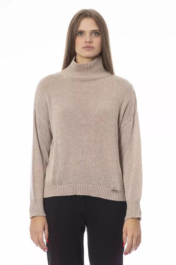 Pull à cou de volcan beige chic