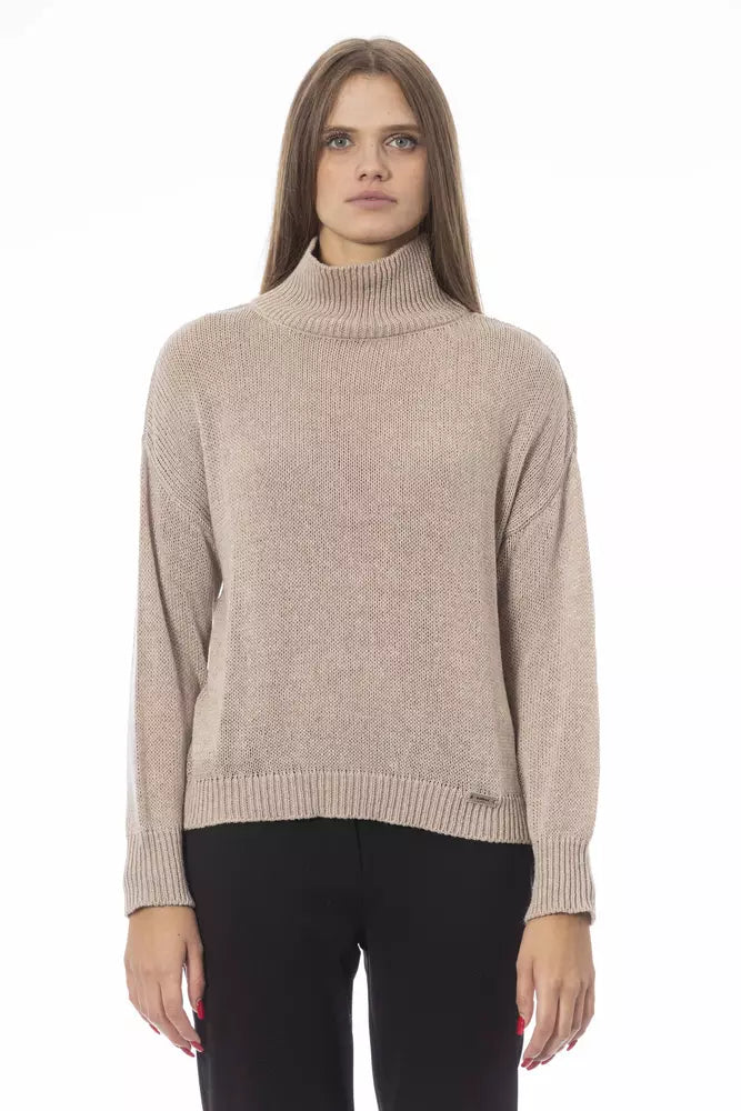 Beige Wool Women Sweater