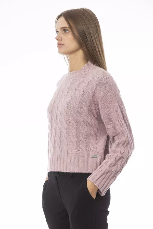 Pink à l'équipage de mélange de laine rose chic Pull