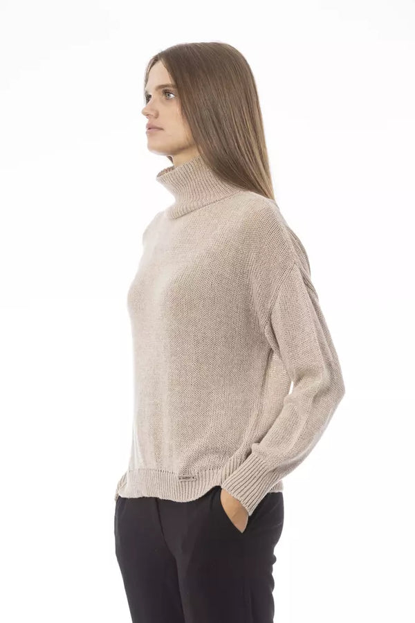 Pull à cou de volcan beige chic