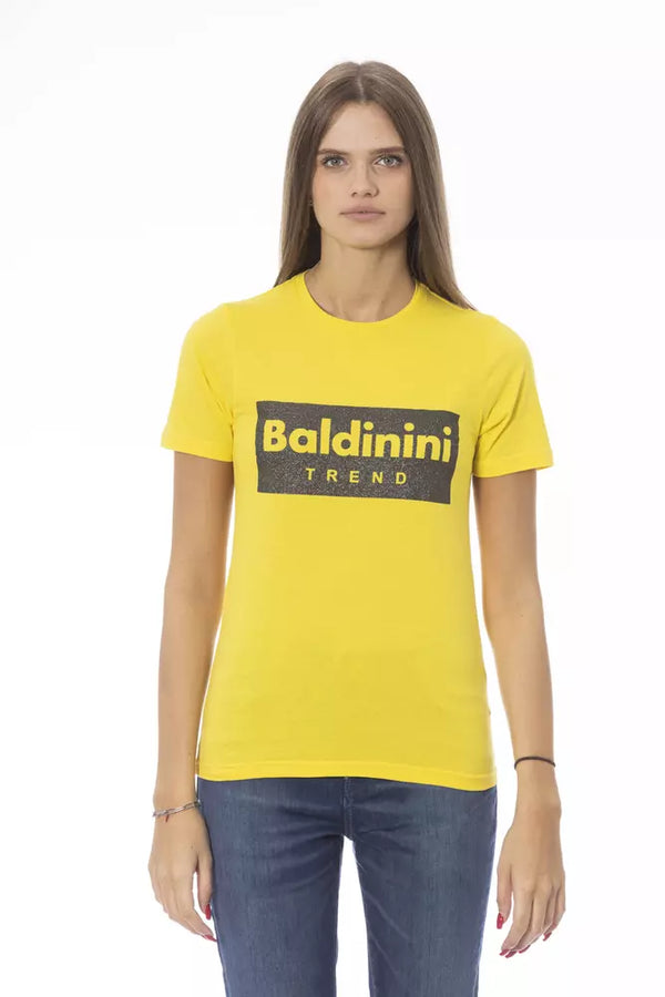 Sunshine Yellow Crew Neck -T -Shirt mit Designerdruck