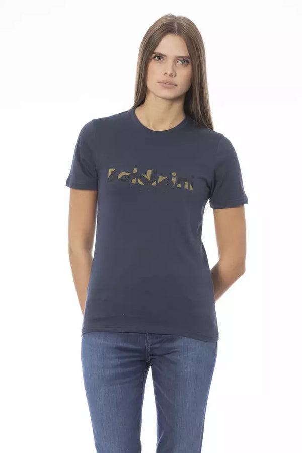 Blue Cotton Women T-Shirt