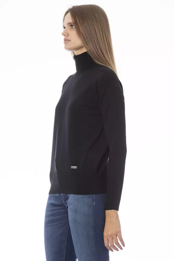 Elegante suéter de cuello de cuello de tortuga en lujo mezcla de lana-cashmere