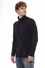 Elegante maglione blu mobile-cashmere per uomini