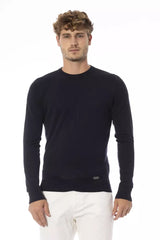 Chic Blue Crew Neck Cashmere Blend πουλόβερ