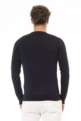 Chic Blue Crew Neck Cashmere Blend πουλόβερ