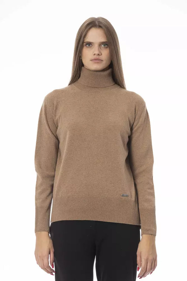 Pull à col roulé à col roulé à col roulé à la laine beige