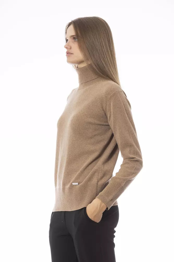 Chic Beige Wool-Cashmere-Rollkragenpullover-Pullover