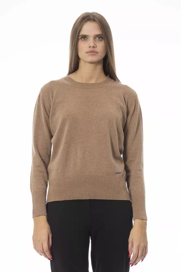 Raffinierter beige Crew Neck -Pullover