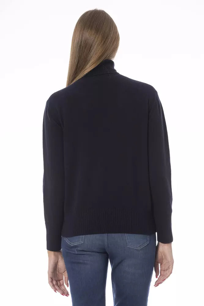 Eleganter blauer Rollkragenpullover