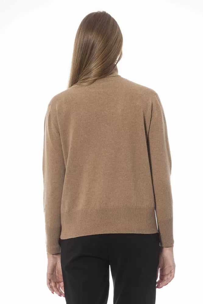 Chic Beige Wool-Cashmere-Rollkragenpullover-Pullover