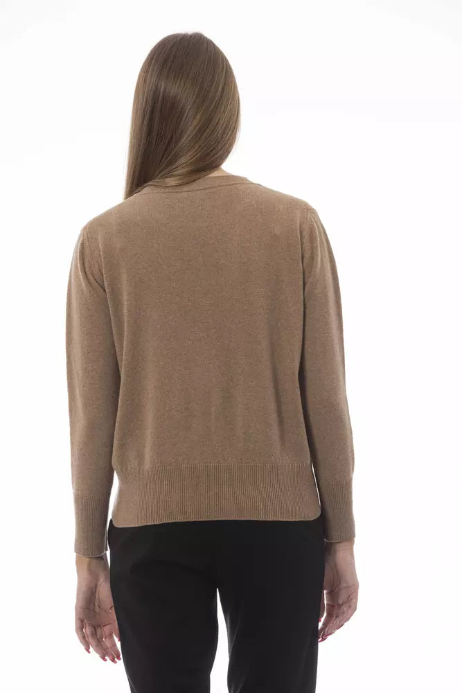 Raffinierter beige Crew Neck -Pullover