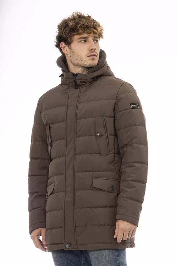 Brown Polyester Men Jacket