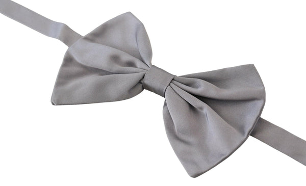 Elegante papillon in seta grigio argento