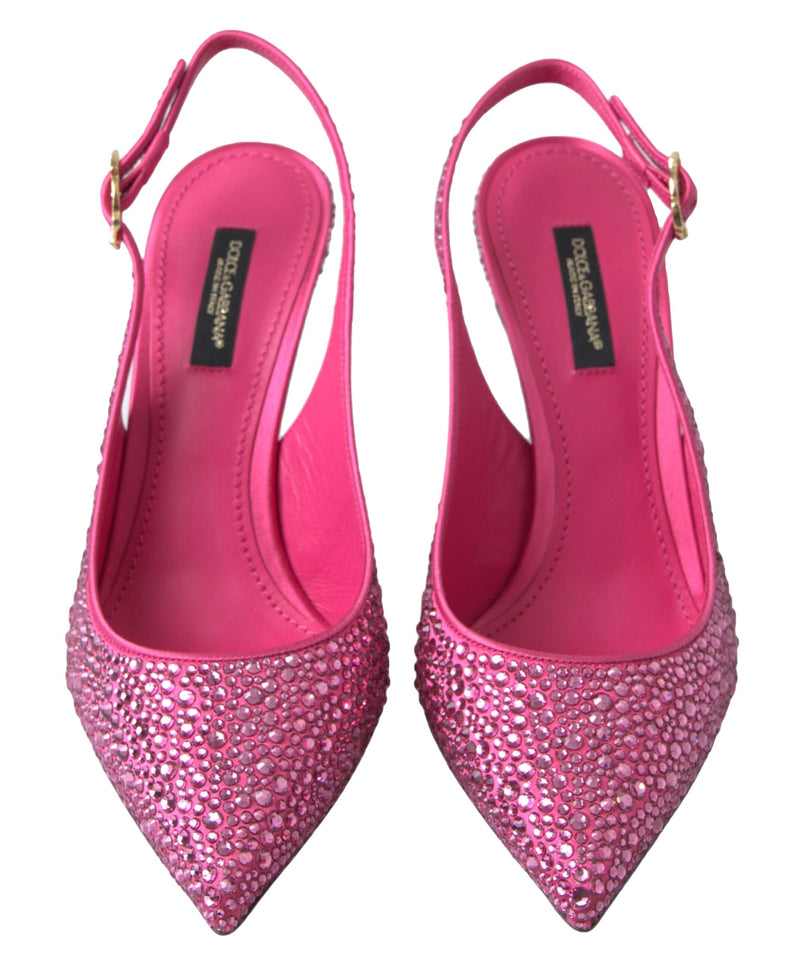 Elegante Slingback -Absätze in rosa Seidenmischung