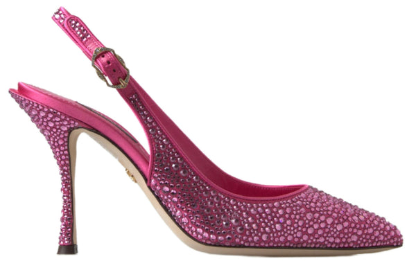 Eleganti tacchi slingback in miscela di seta rosa