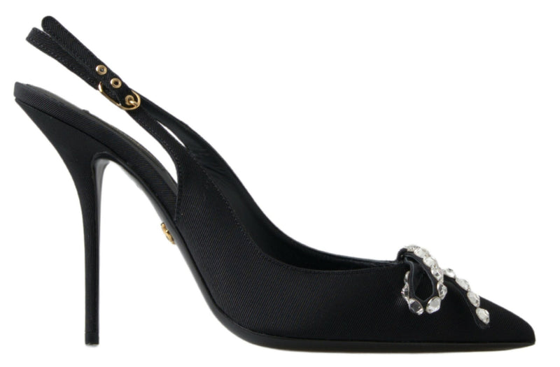 Pumps à talons de fronde noire embelli