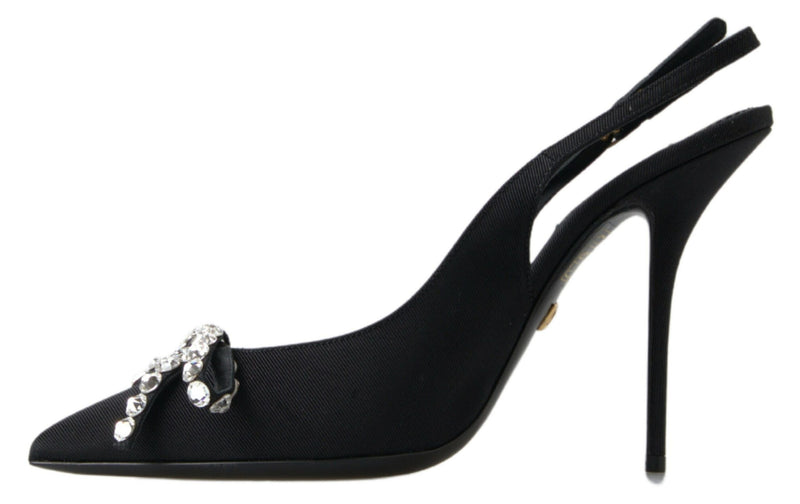 Verschönerte schwarze Slingback -Absätze Pumpen