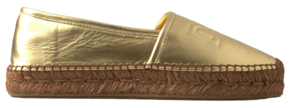 Goldene Eleganz -Leder -Espadrilles