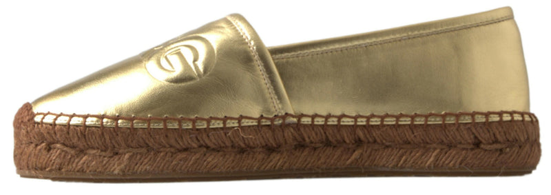 Goldene Eleganz -Leder -Espadrilles