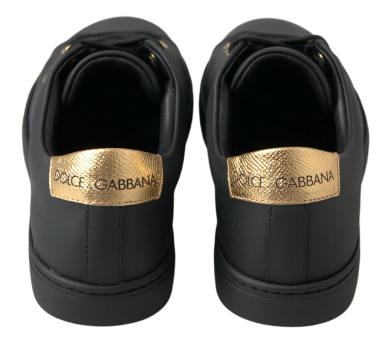 Zapatillas clásicas de cuero de oro negro