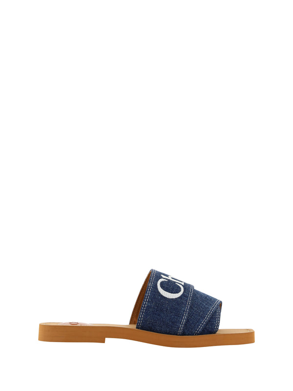 Publouse Cotton Woody Slide Sandals in Denimblau