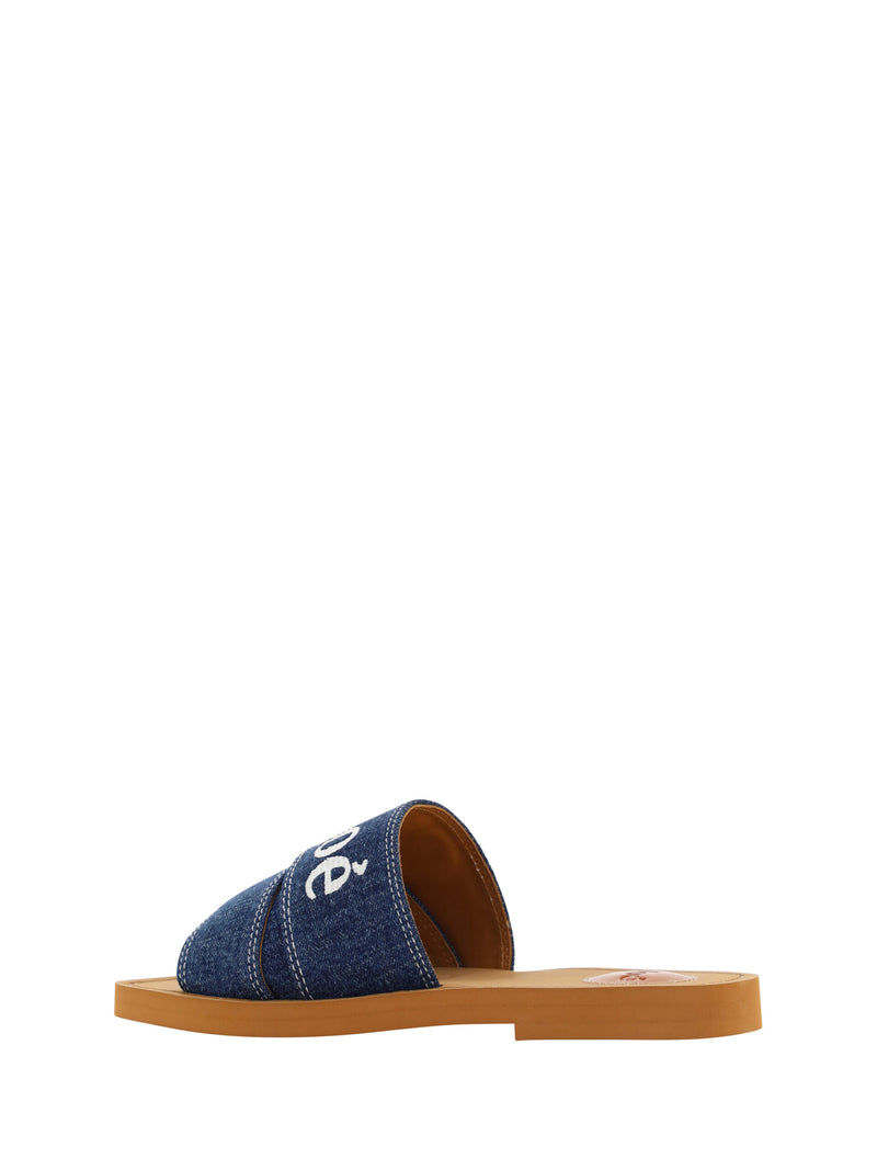 Publouse Cotton Woody Slide Sandals in Denimblau