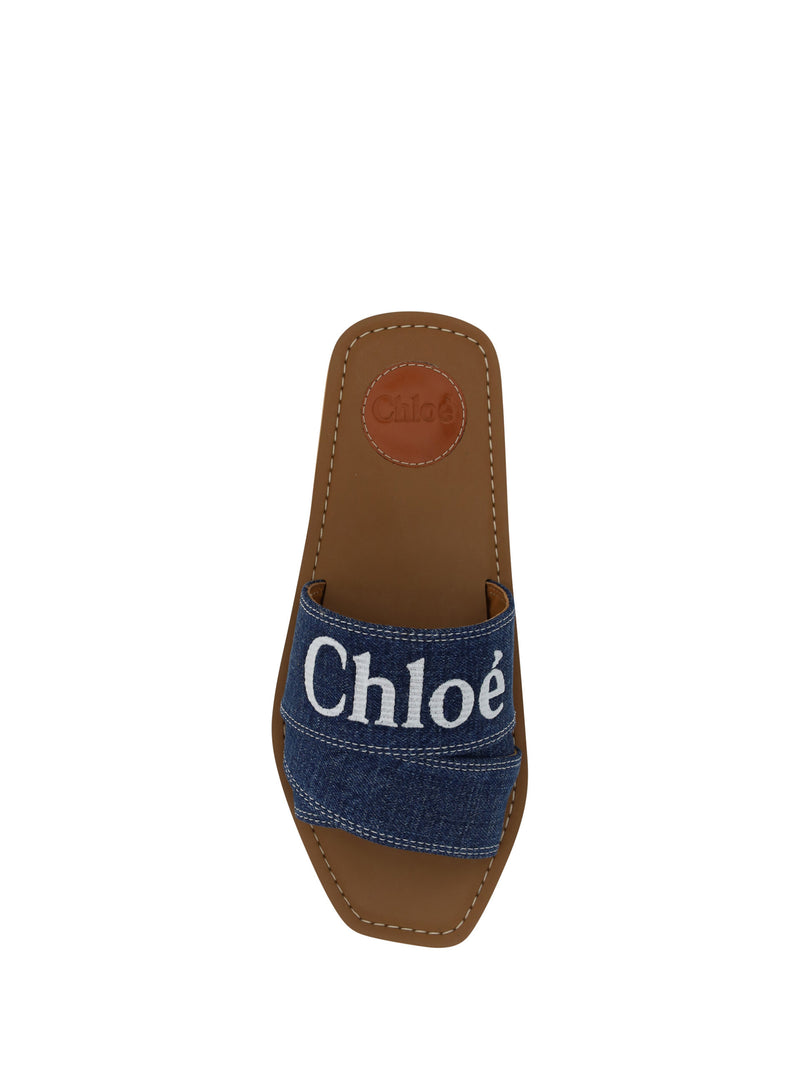 Publouse Cotton Woody Slide Sandals in Denimblau