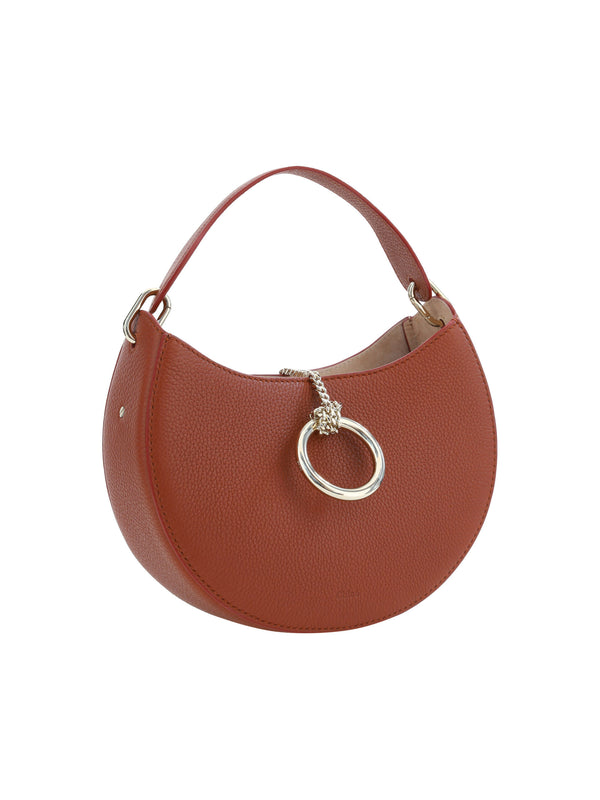 Sepia Brown Small Arlène Leather Bolso de hombro