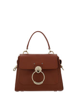 Elegant Sepia Brown Calfskin Shoulder Handbag