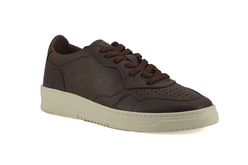 Sneaker in tessuto in pelle esclusive in marrone