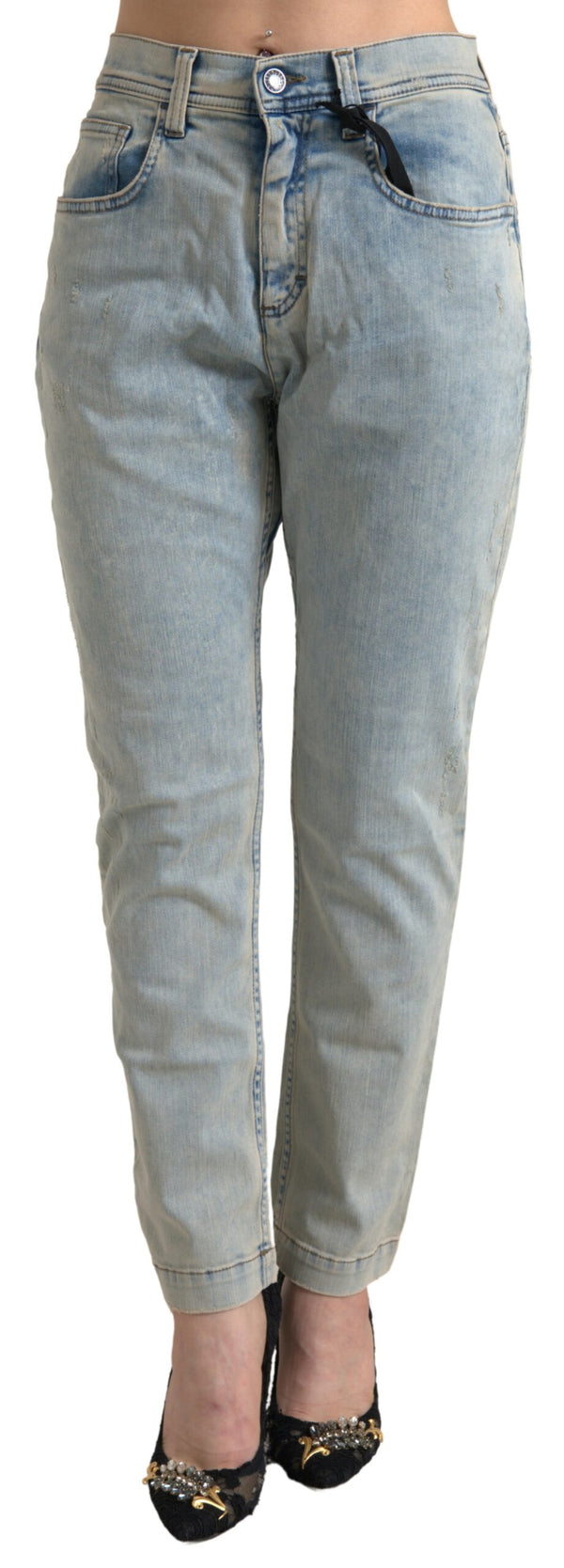 Schicke mittlere Taille Skinny Jeans in Blau