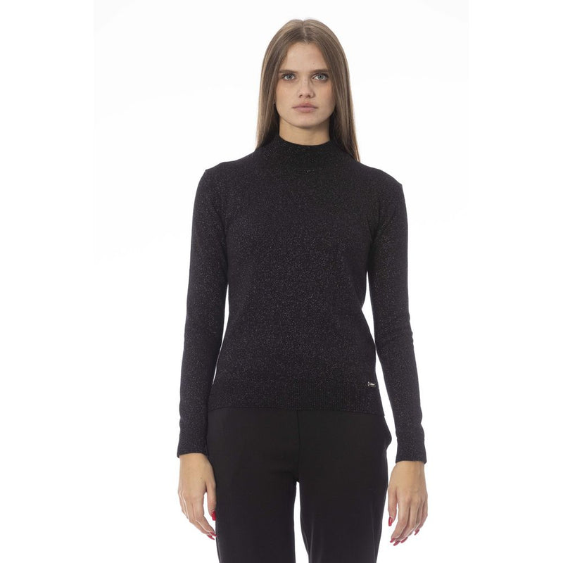 Eleganter schwarzer Rollkragenpullover Mischpullover