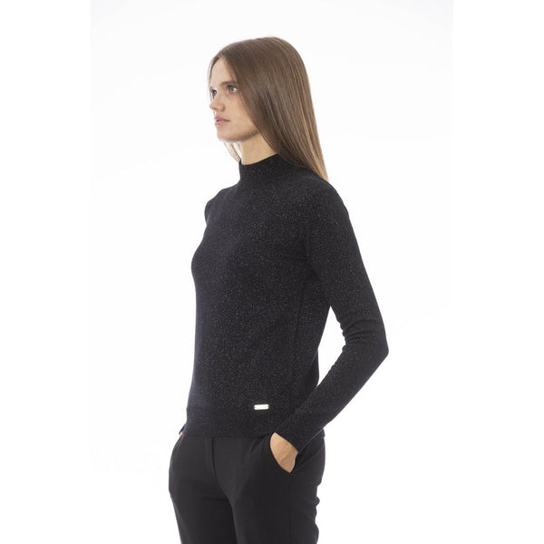 Eleganter schwarzer Rollkragenpullover Mischpullover