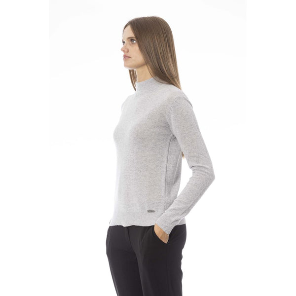 Elegante maglione di dolcevita grigio in cashmere