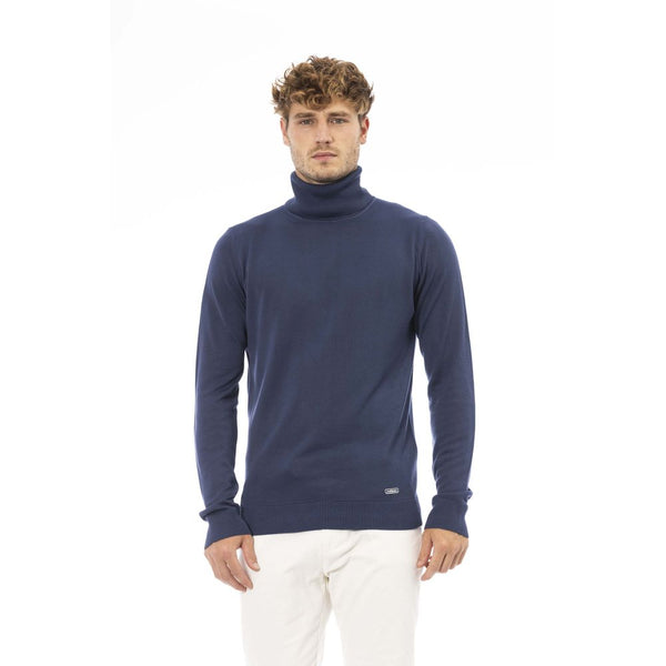 Chic Turtleneck Sweater in Blue - Modal & Cashmere Blend