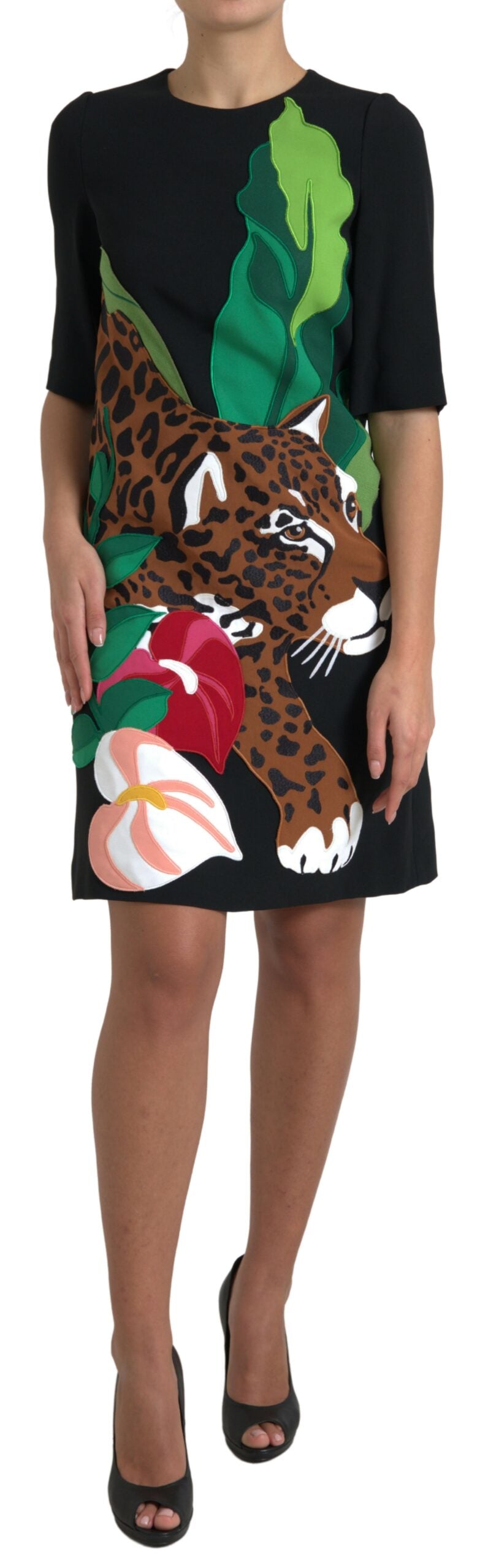 Elegant Jungle Motif Sheath Dress