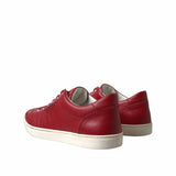 Eleganti sneaker top in pelle rossa