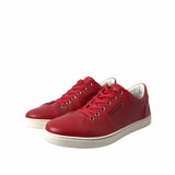 Eleganti sneaker top in pelle rossa