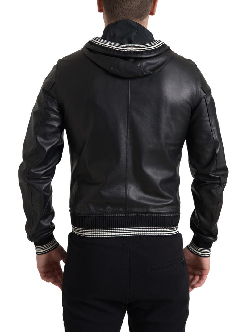 Bomber en cuir noir élégant