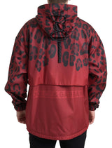 Chaqueta con capucha con estampado de leopardo rojo radiante